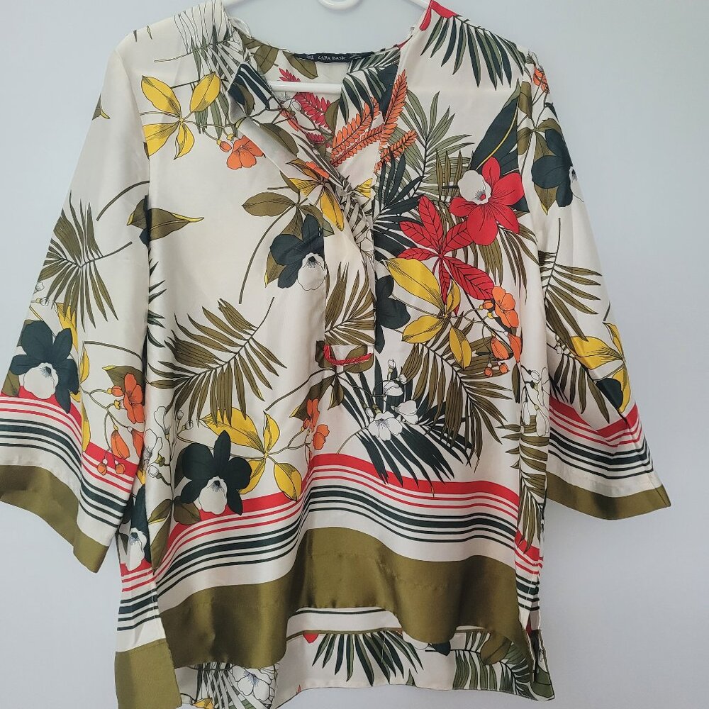 Zara Multicolored 3/4 sleeve tunic top/blouse Size S